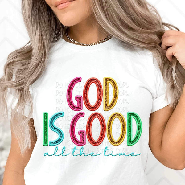God is good all the time rainbow font 25706 DTF transfer