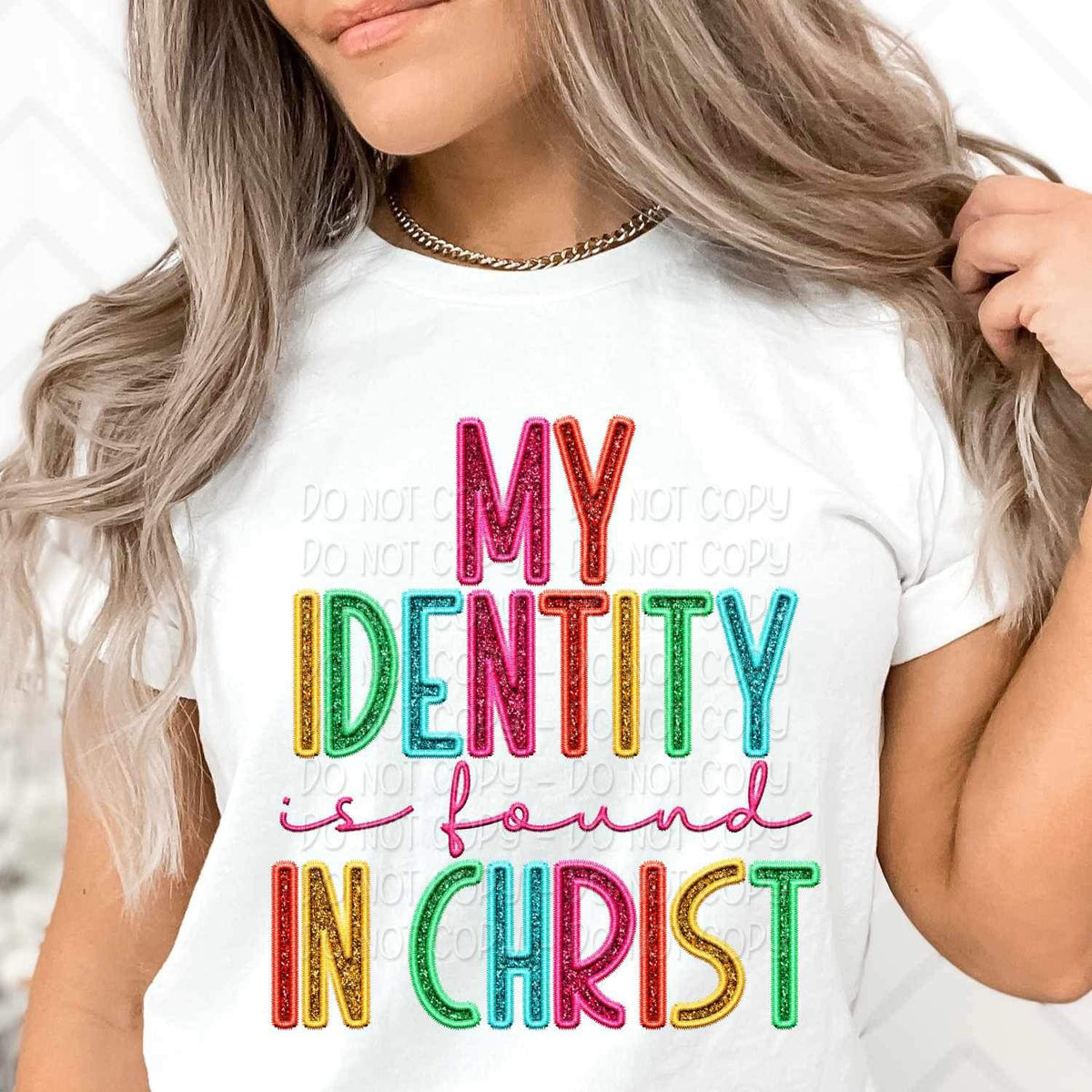My identify is found in Christ rainbow font 25707 DTF transfer