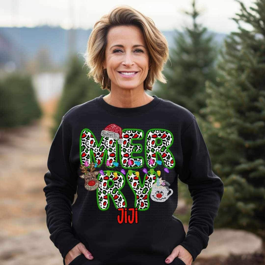 Merry Jiji (reindeer, snowman, and santa hat ECHT) 15825 DTF Transfer