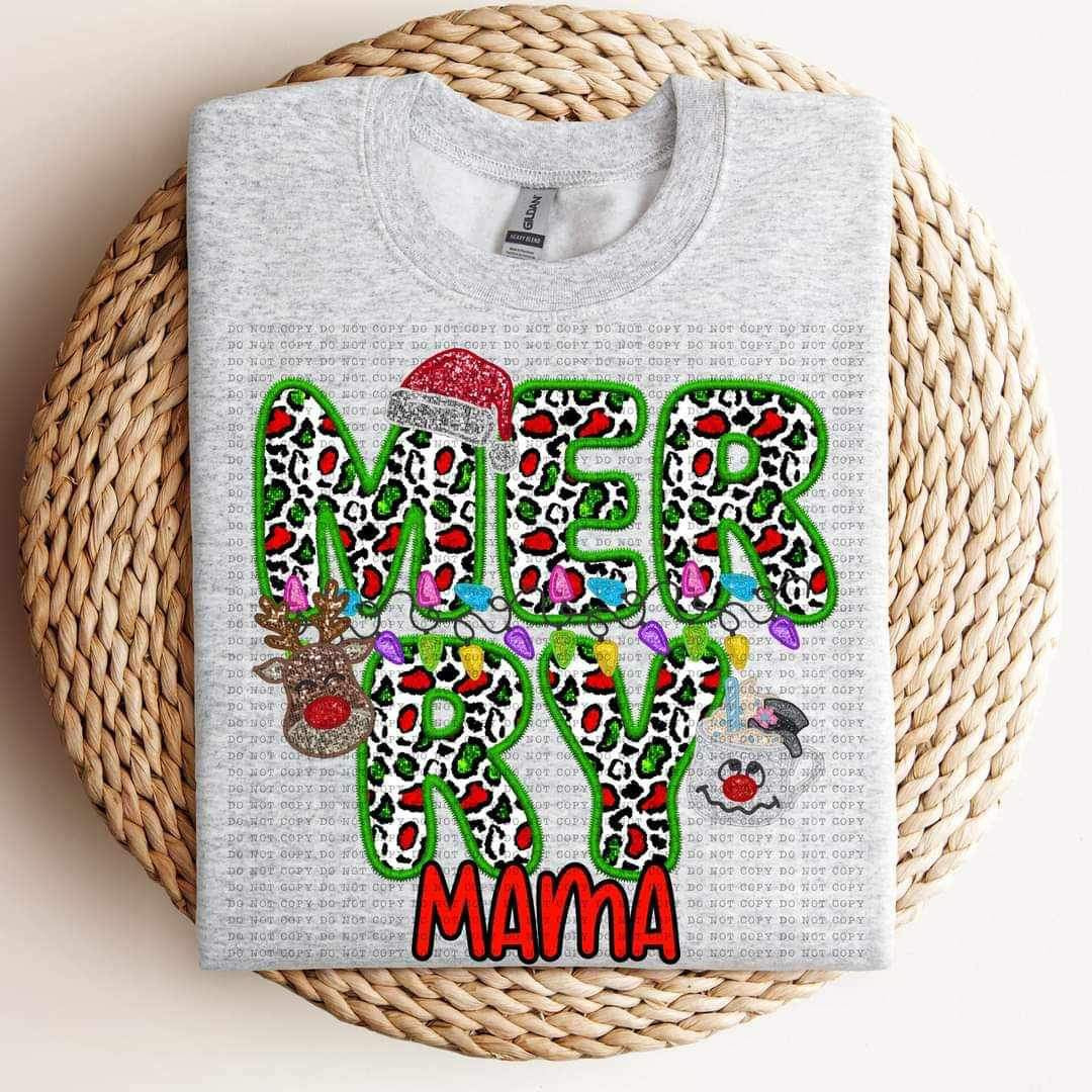 Merry mama (reindeer, snowman, and santa hat ECHT) 15824 DTF Transfer