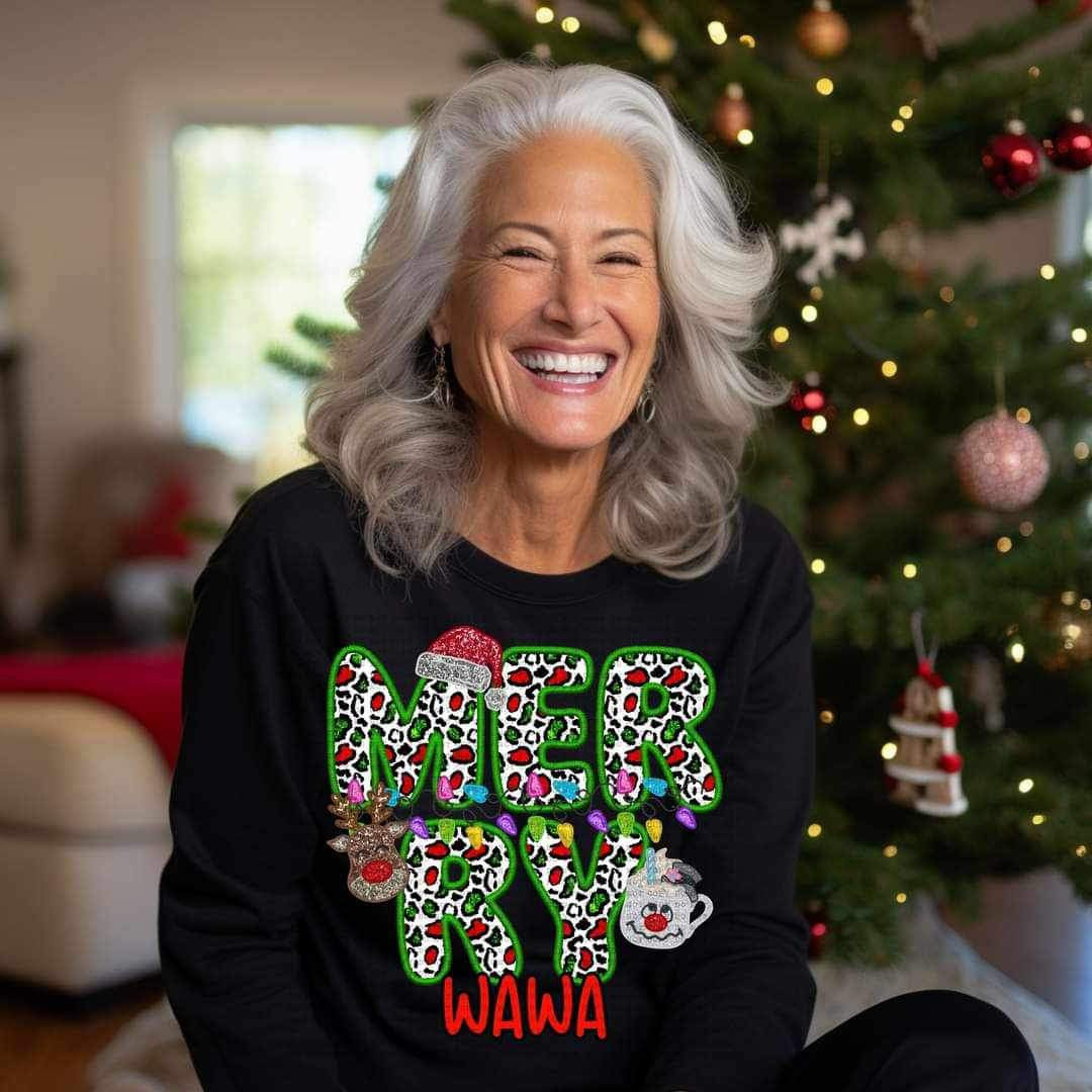 Merry wawa (reindeer, snowman, and santa hat ECHT) 15819 DTF Transfer