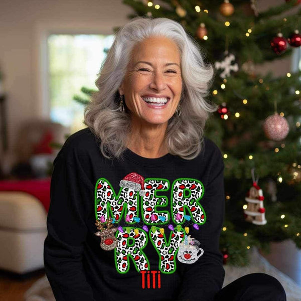 Merry titi (reindeer, snowman, and santa hat ECHT) 15808 DTF Transfer
