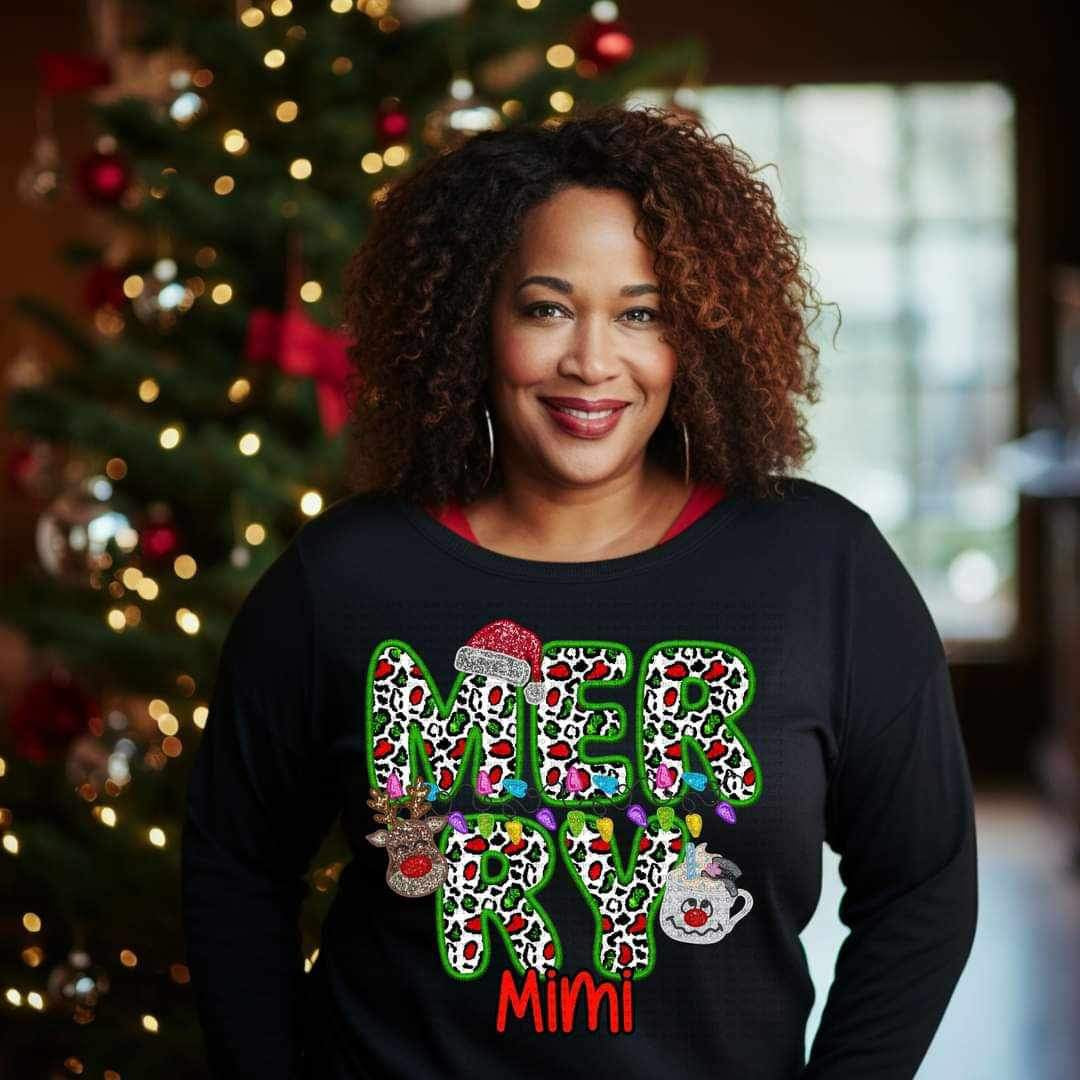 Merry mimi (reindeer, snowman, and santa hat ECHT) 15807 DTF Transfer