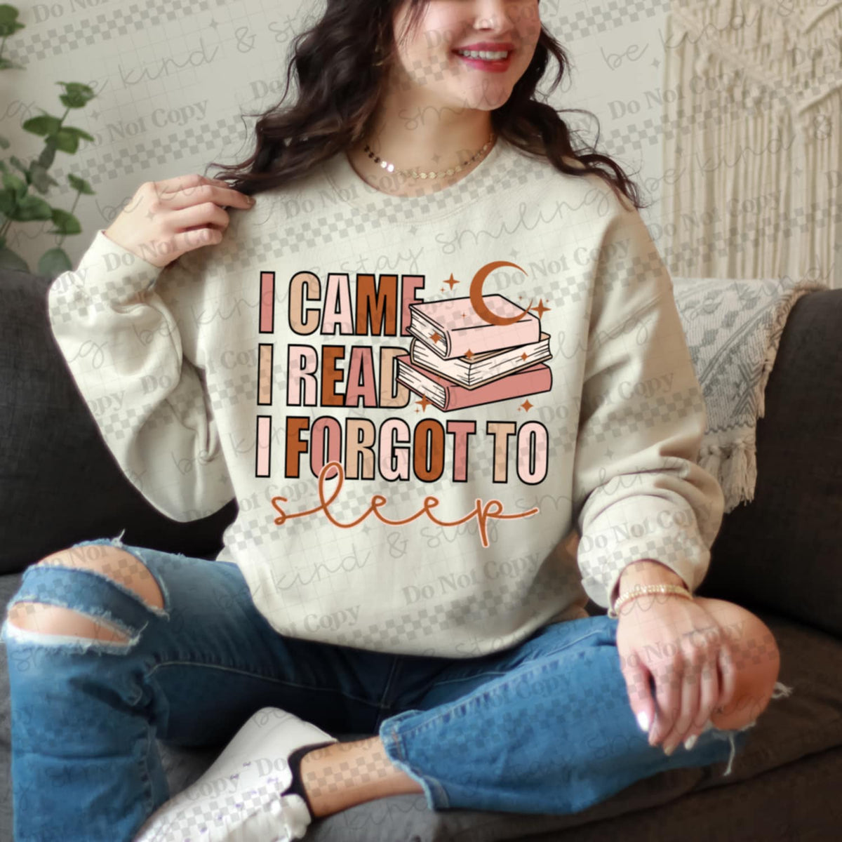 I Came i Read I Forgot to Sleep books DTF transfer