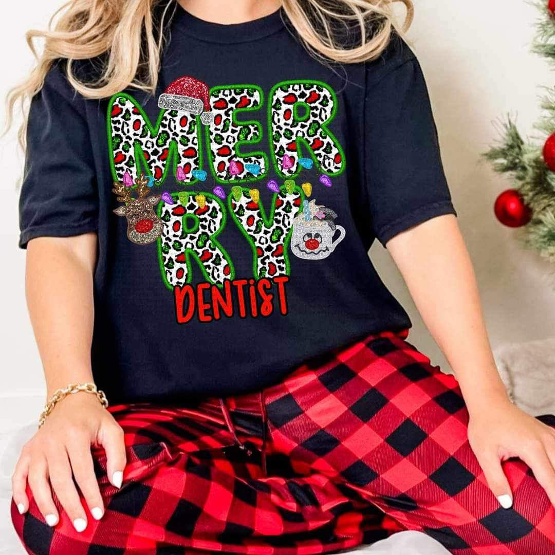 Merry dentist (reindeer, smowman, and santa hat ECHT) 15787 DTF Transfer