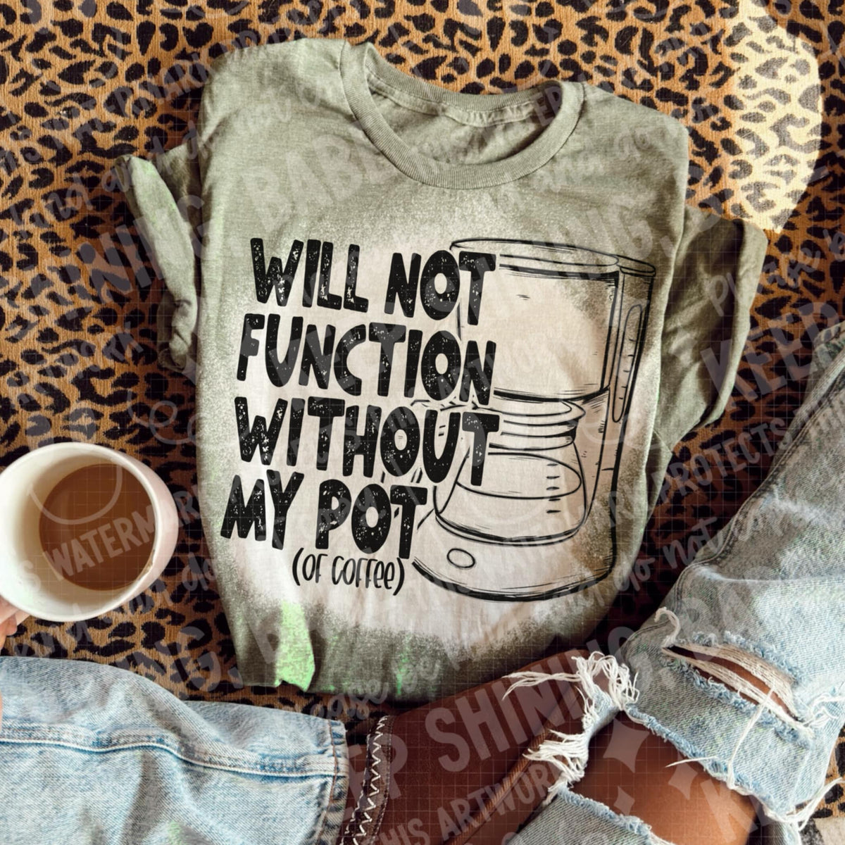 Will not function without my pot (of coffee) BLACK DTF transfer