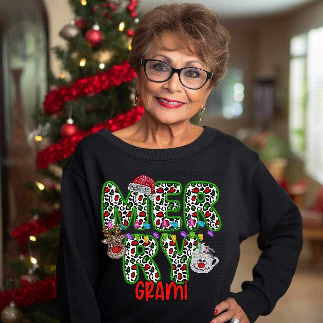 Merry grami (reindeer, smowman, and santa hat ECHT) 15782 DTF Transfer
