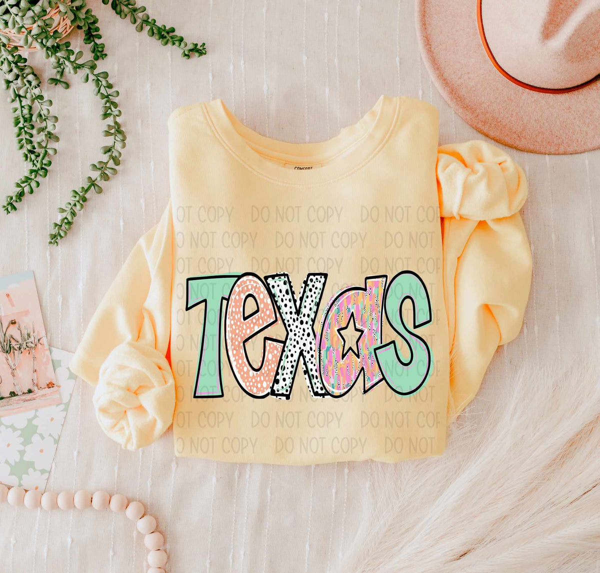 Texas peach and green (SWD) 55463 DTF transfer
