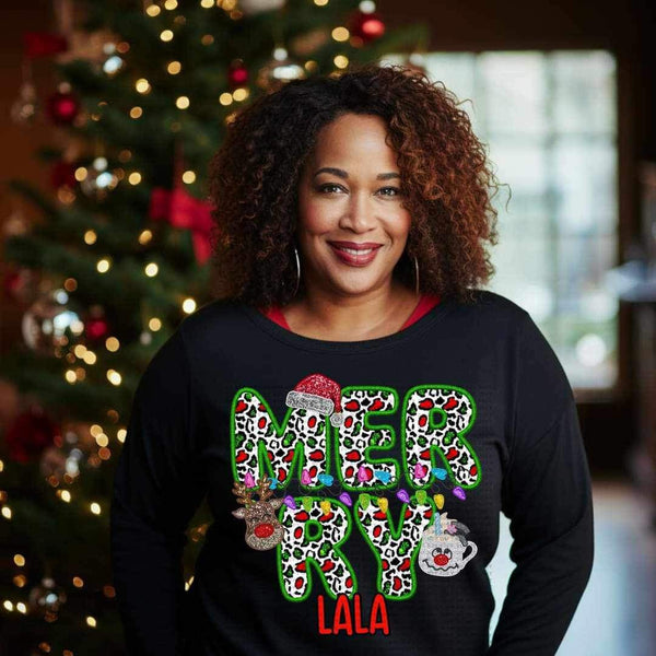 Merry lala (reindeer, smowman, and santa hat ECHT) 15778 DTF Transfer my