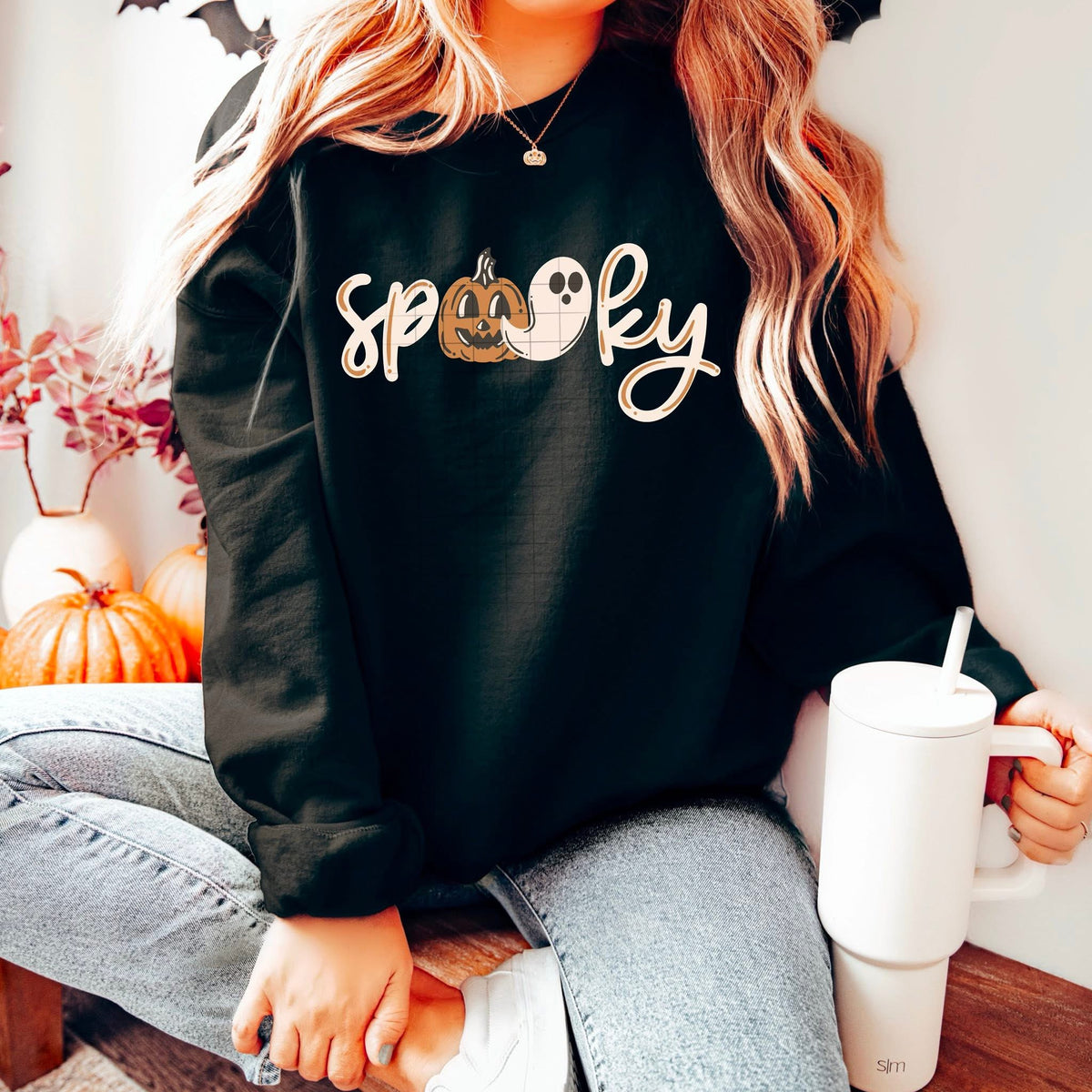 Spooky with pumpkin and ghost CSC DTF transfer