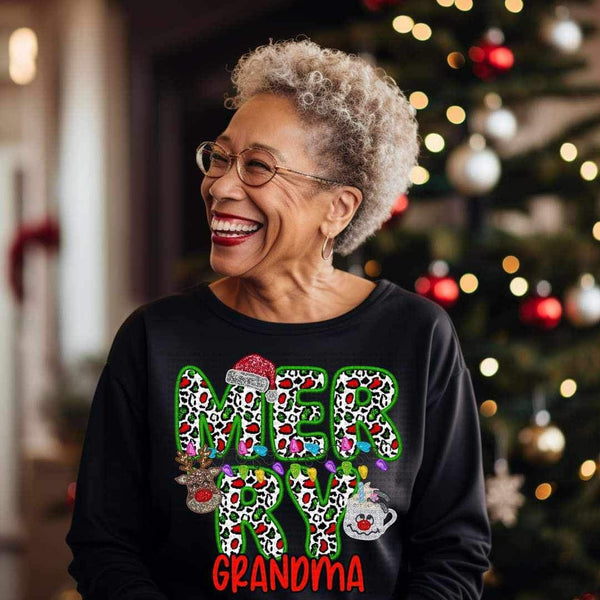 Merry grandma (reindeer, smowman, and santa hat ECHT) 15777 DTF Transfer my