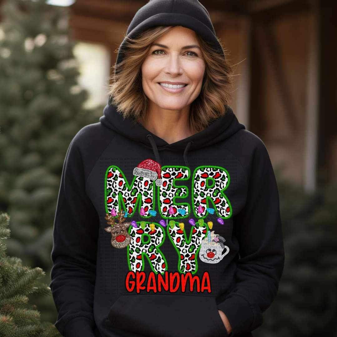 Merry grandma (reindeer, smowman, and santa hat ECHT) 15777 DTF Transfer my
