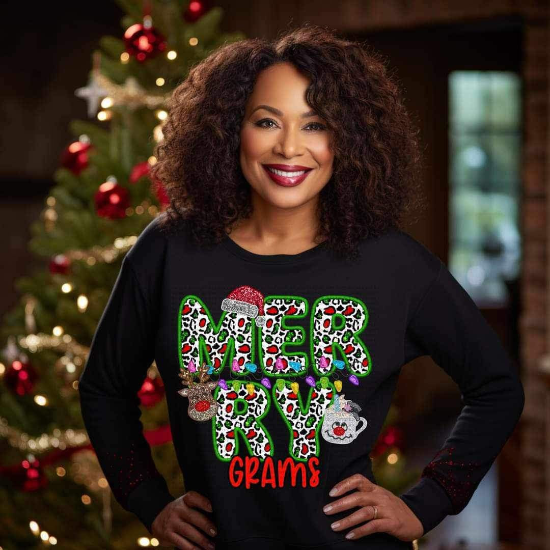 Merry grams (reindeer, smowman, and santa hat ECHT) 15776 DTF Transfer my