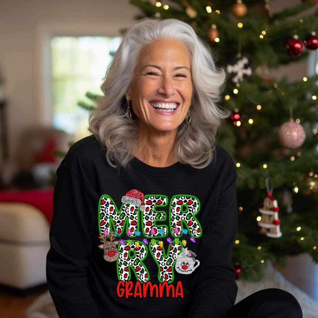 Merry gramma (reindeer, smowman, and santa hat ECHT) 15774 DTF Transfer my