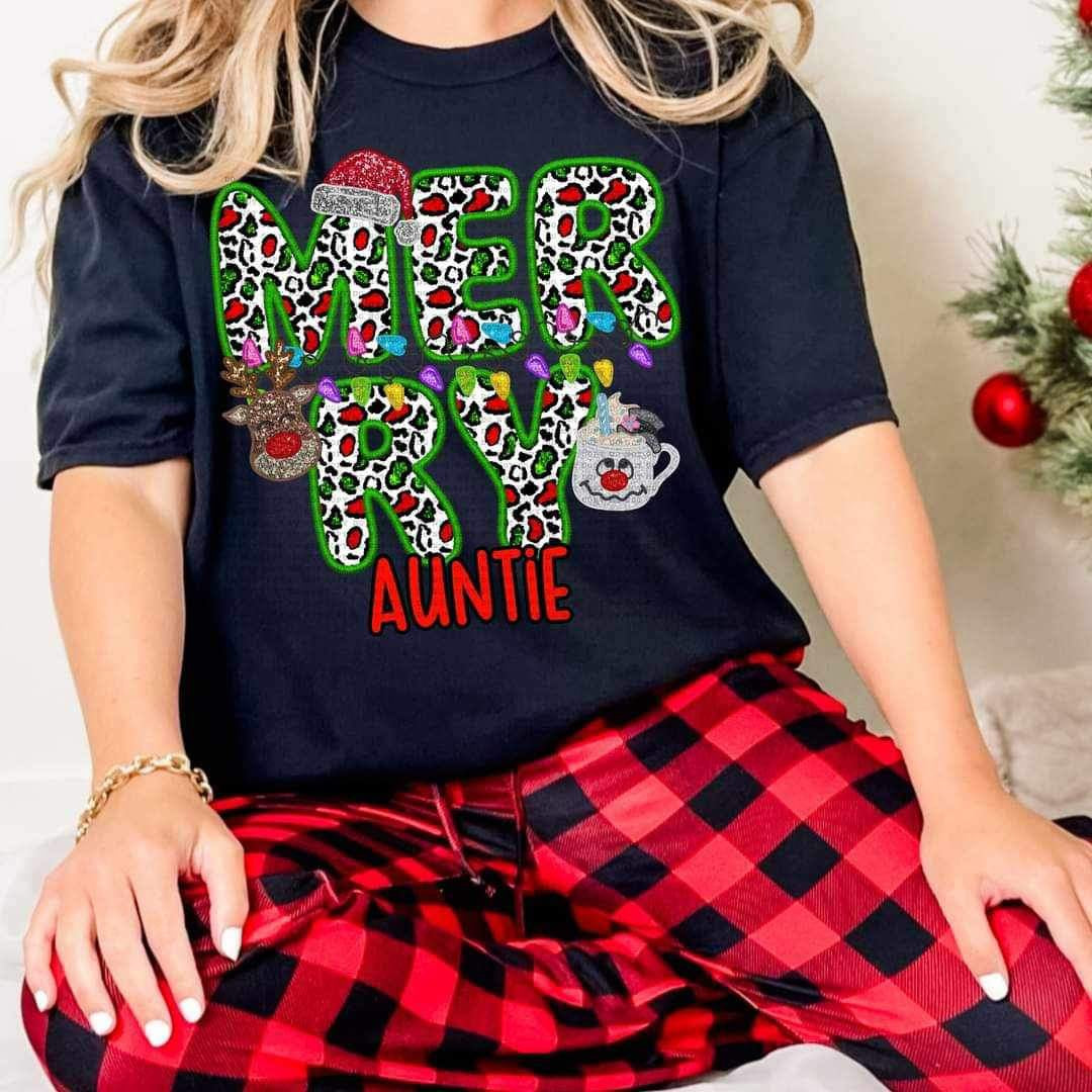 Merry auntie (reindeer, smowman, and santa hat ECHT) 15772 DTF Transfer my