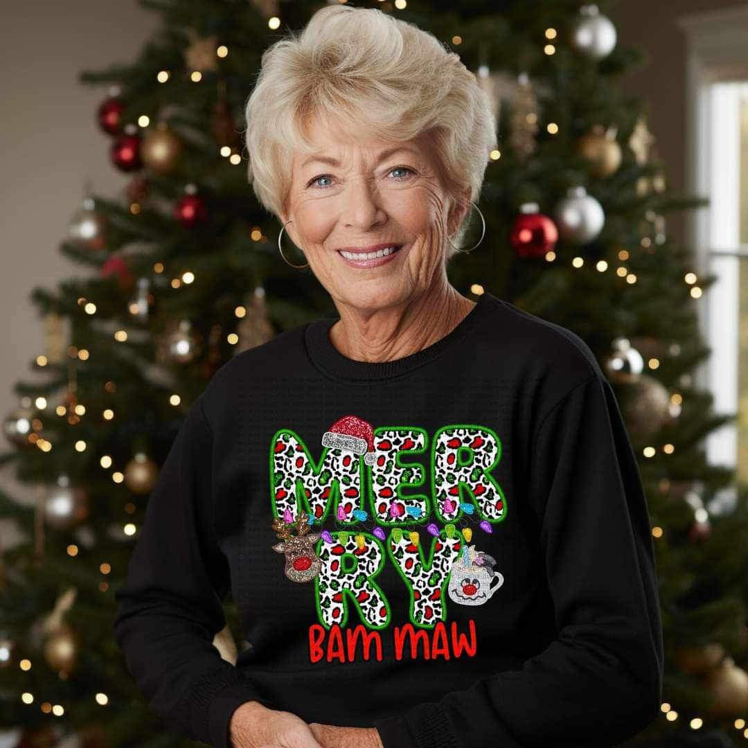 Merry bam maw (reindeer, smowman, and santa hat ECHT) 15770 DTF Transfer my