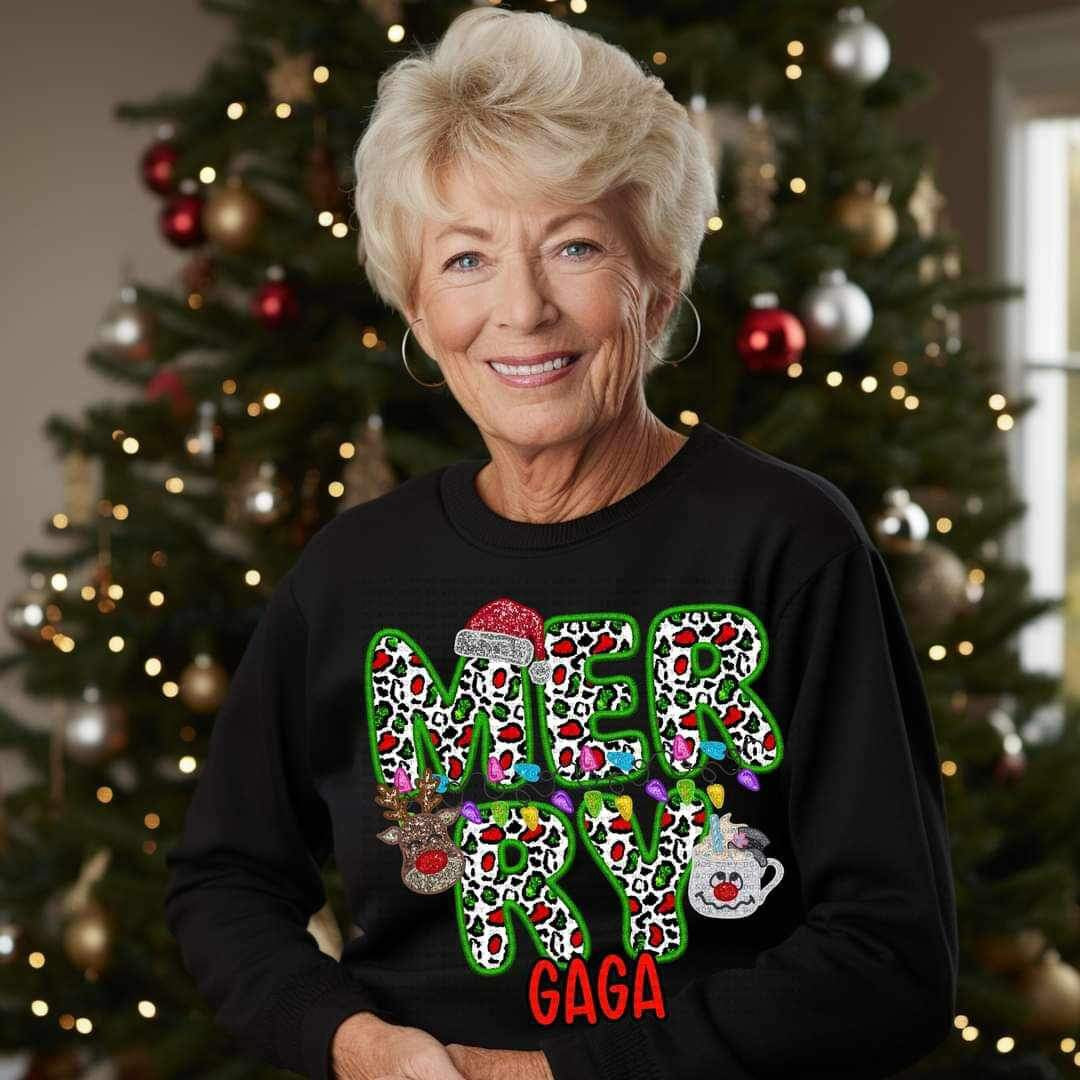 Merry gaga (reindeer, smowman, and santa hat ECHT) 15768 DTF Transfer my