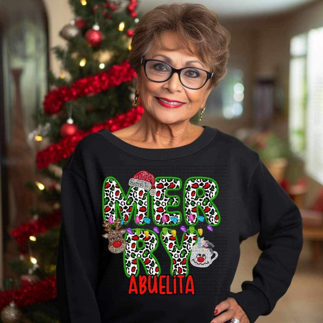 Merry abuelita (reindeer, smowman, and santa hat ECHT) 15767 DTF Transfer my