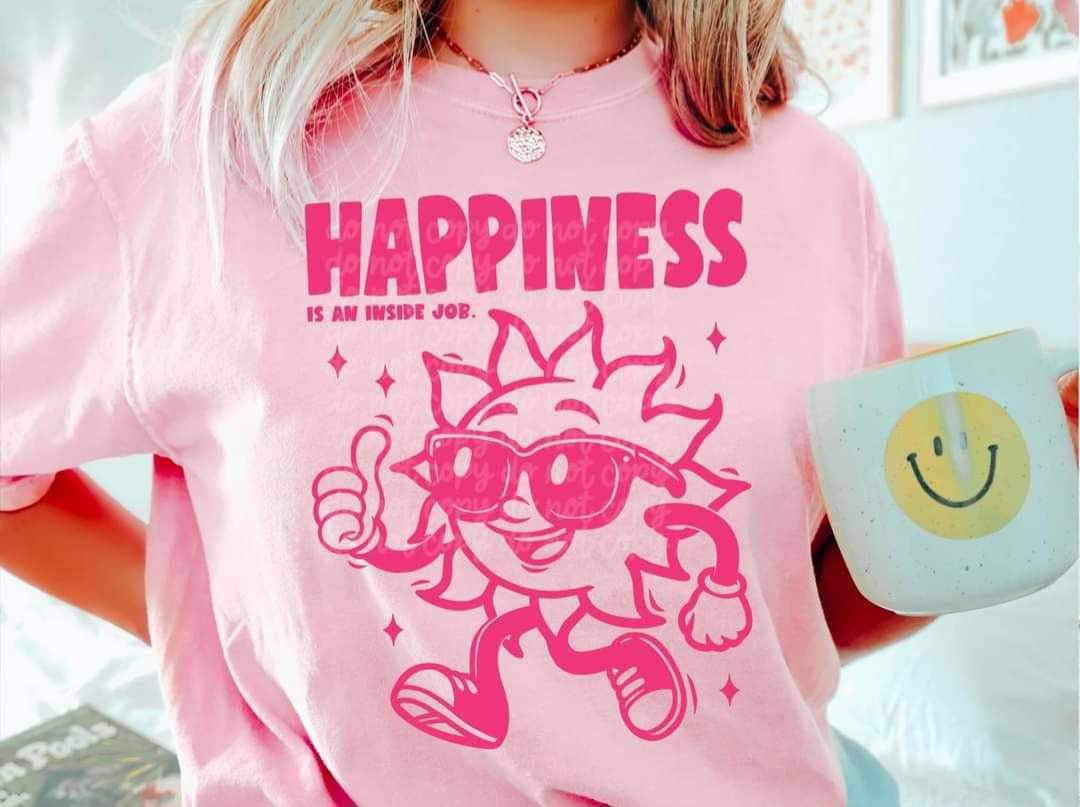 Happiness is an inside job pink (MMD) 25839 DTF transfer