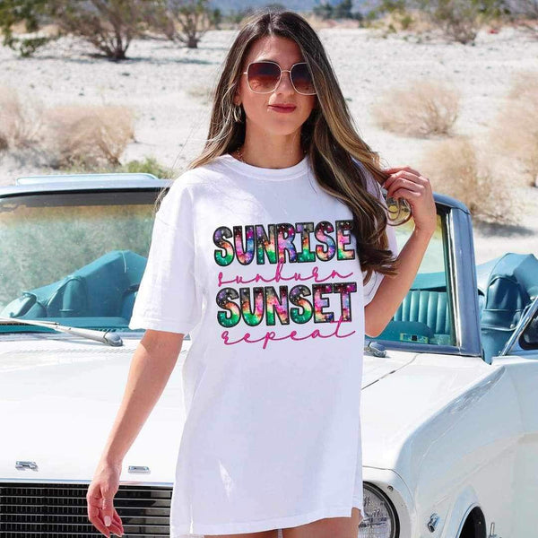 Sunrise sunburn sunset repeat 25870 DTF transfer