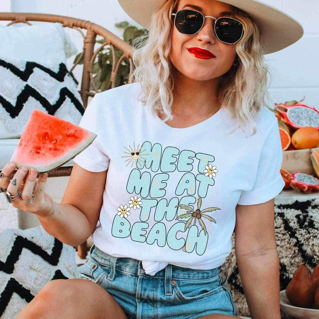 Meet me at the beach blue font 25871 DTF transfer