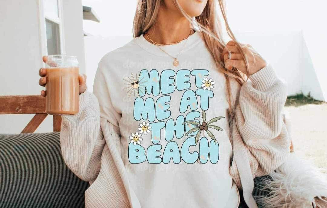 Meet me at the beach blue font 25871 DTF transfer