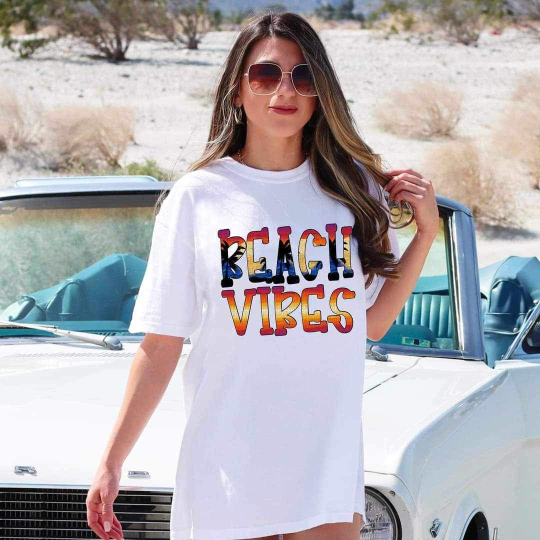 Beach vibes sunset font 25873 DTF transfer