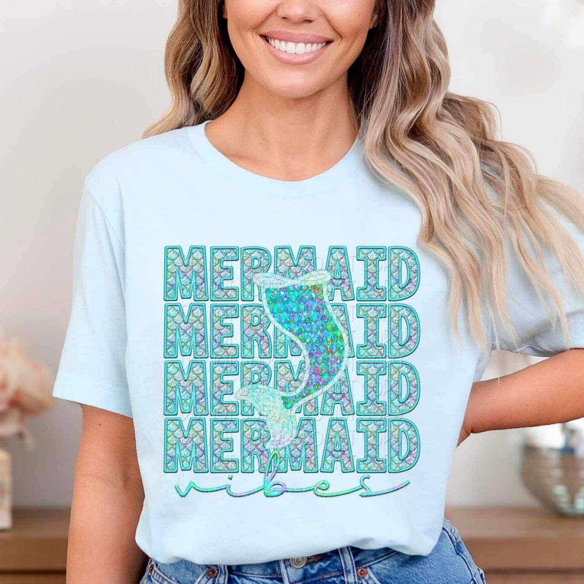 Mermaid vibes stacked 25891 DTF transfer