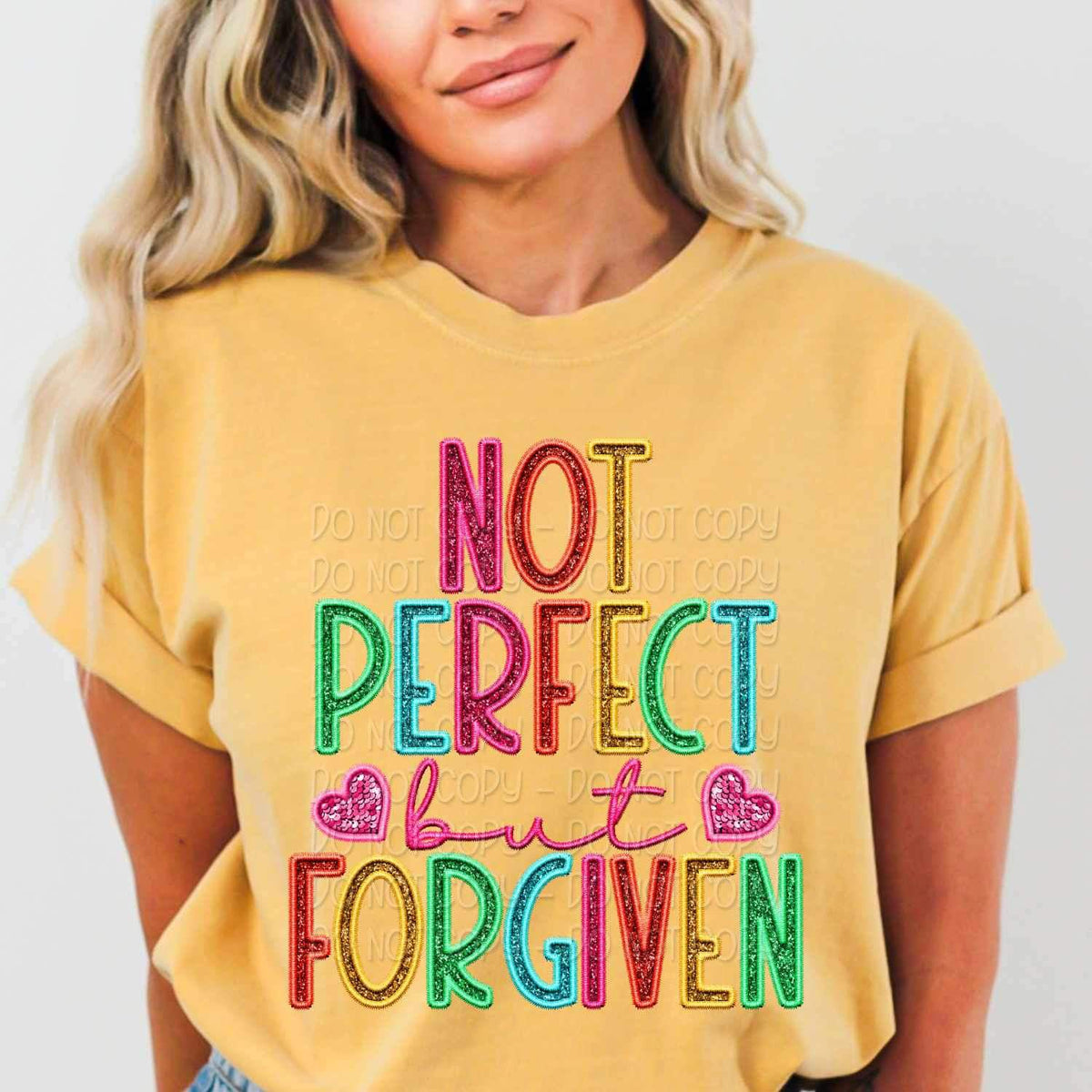 Not perfect but forgiven rainbow font 25888 DTF transfer