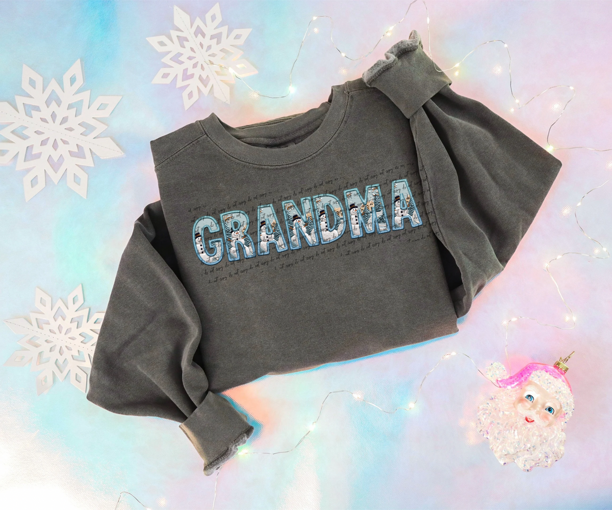 Grandma faux embroidery (blue winter) 30634 DTF transfers