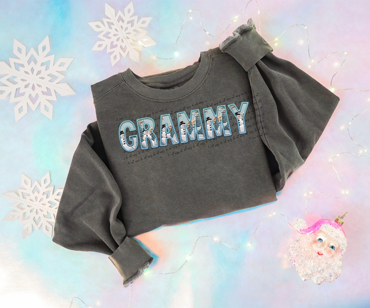 Grammy faux embroidery (blue winter) 30633 DTF transfers