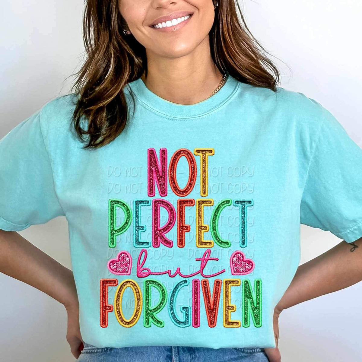 Not perfect but forgiven rainbow font 25888 DTF transfer