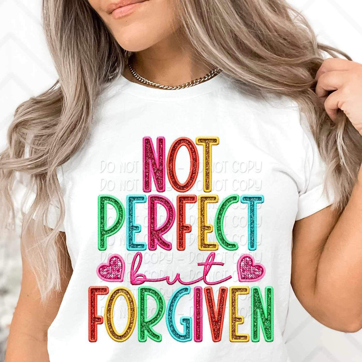 Not perfect but forgiven rainbow font 25888 DTF transfer