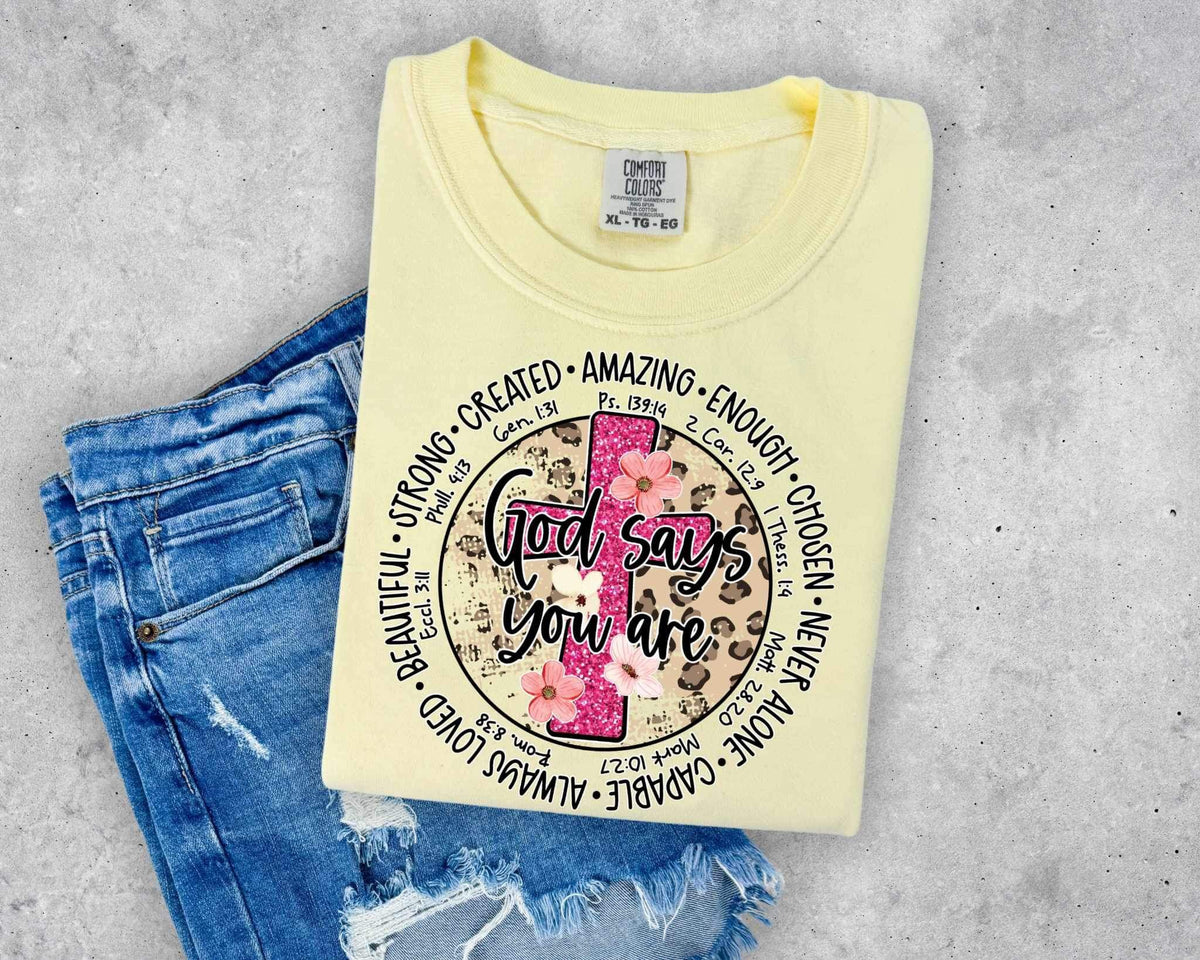 God says you are circle with pink cross 25898 DTF transfer