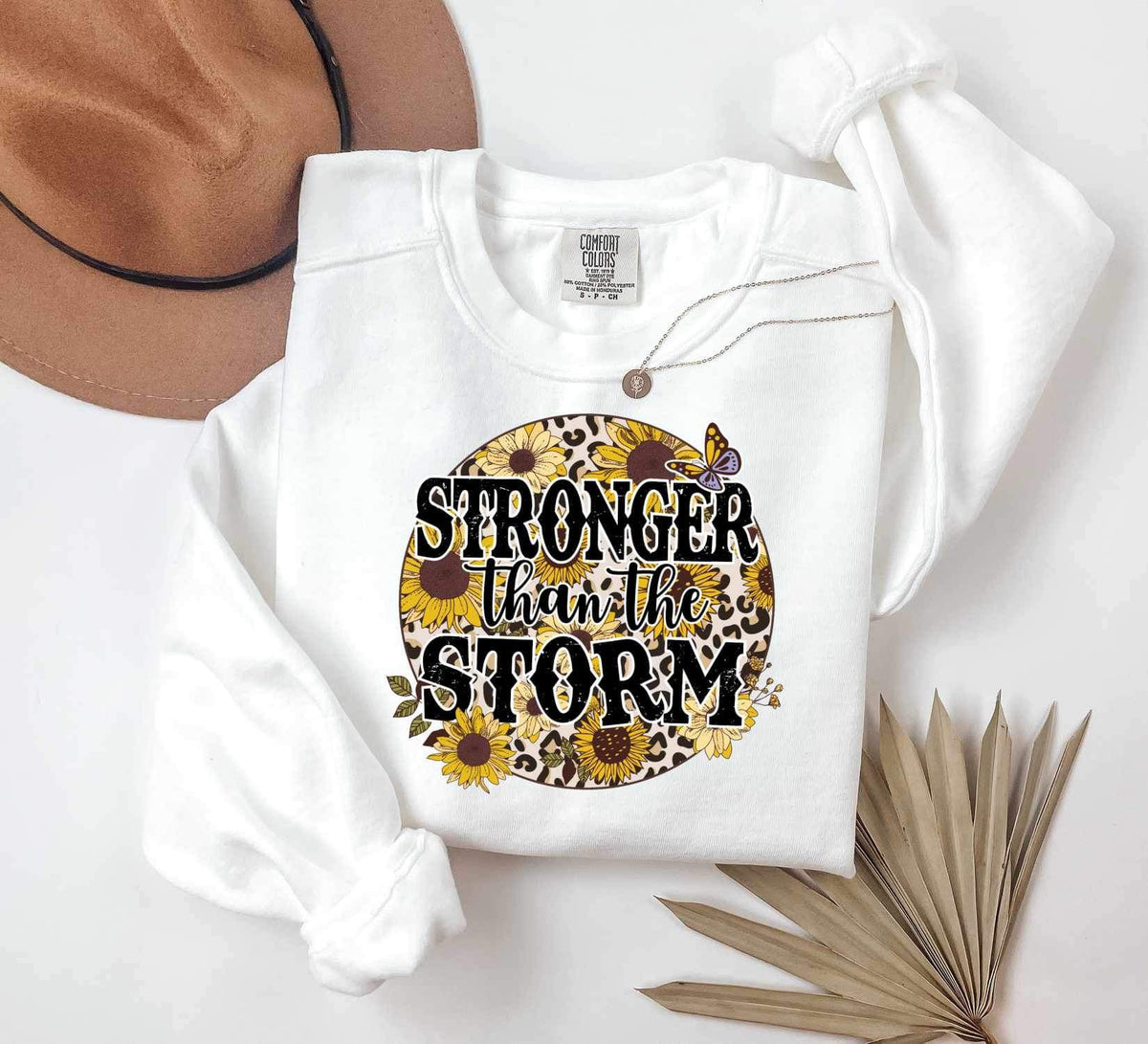 Stronger than the storm circle with leopard and sunflowers 25900 DTF transfer