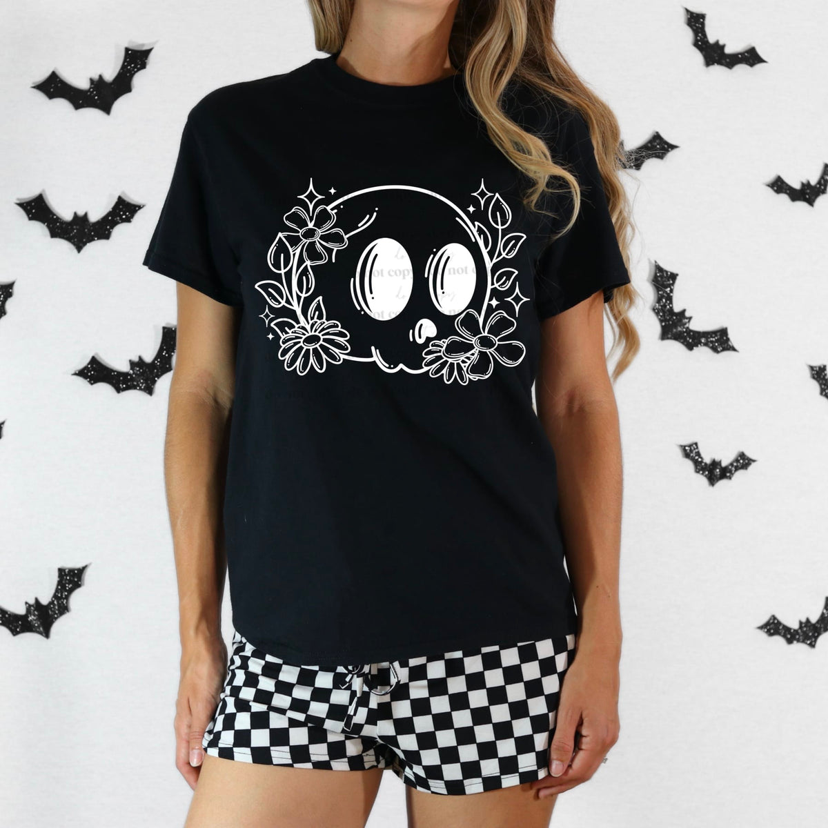 White skull outline (CSC) 55542 DTF transfer