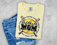 Softball mom ball and bats 25915 DTF transfer