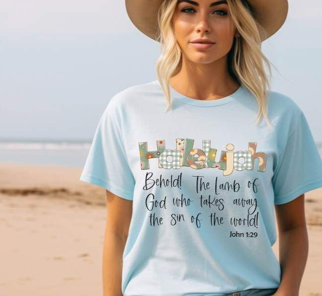 Hallelujah behold the lamb of god patterned 25997 DTF transfer