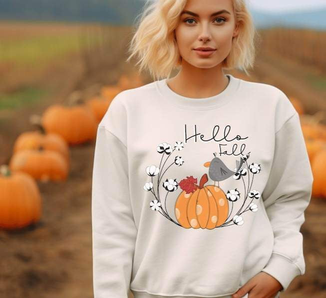 Hello fall pumpkin and bird 26025 DTF transfer