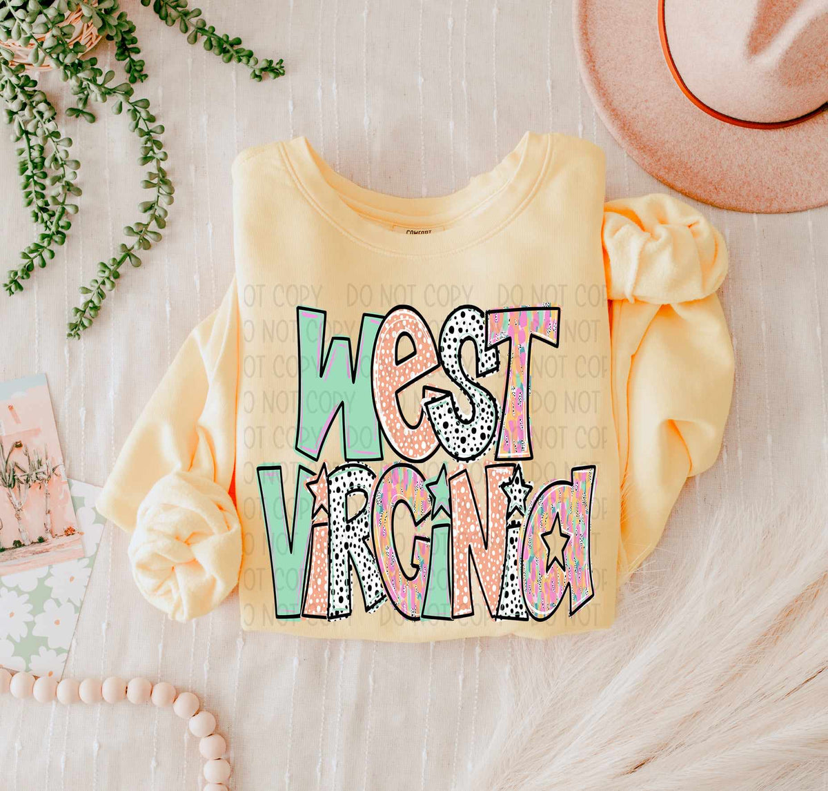 West Virginia peach and green (SWD) 55648 DTF transfer