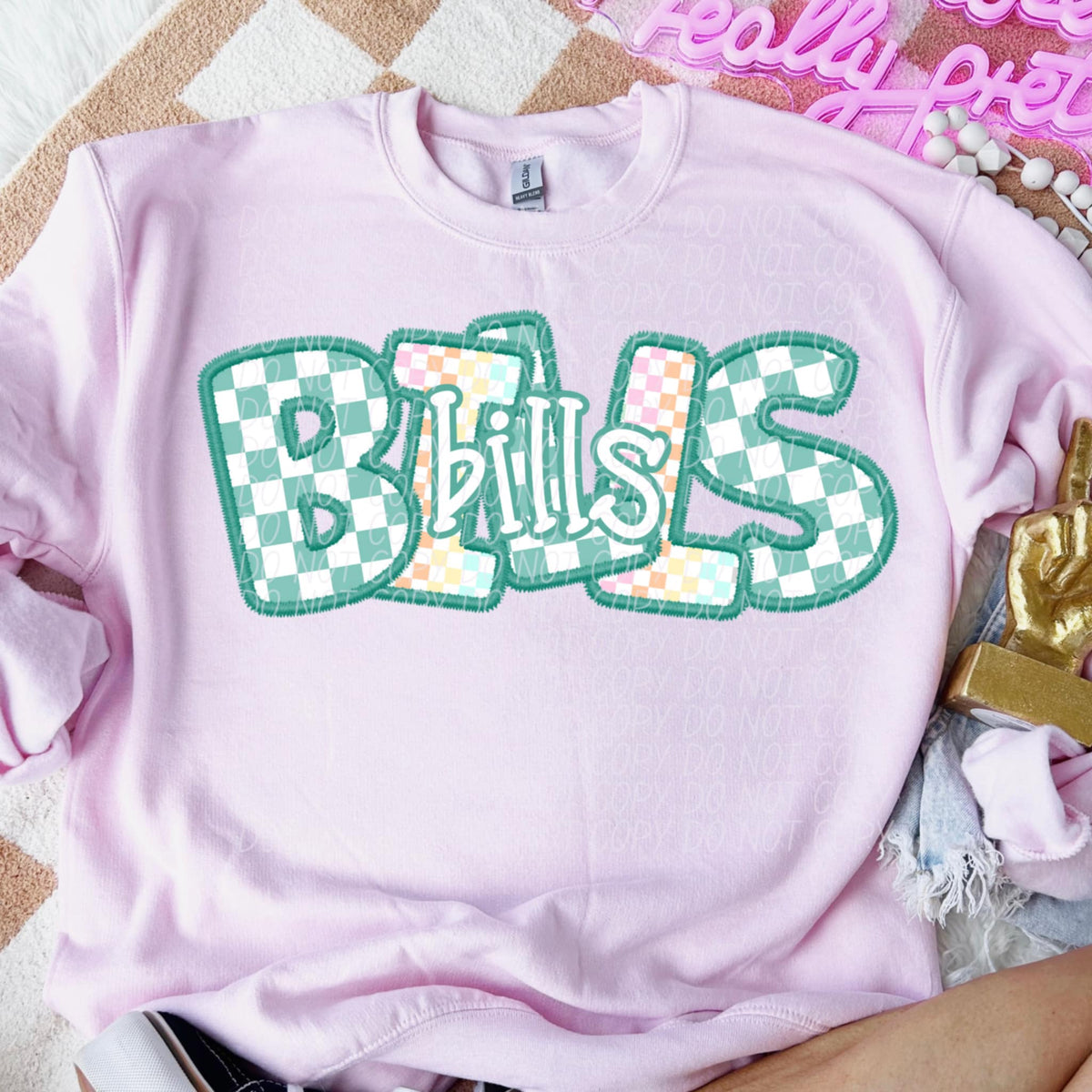 Bills blue and colorful checkered (CITY) 85483 DTF transfer