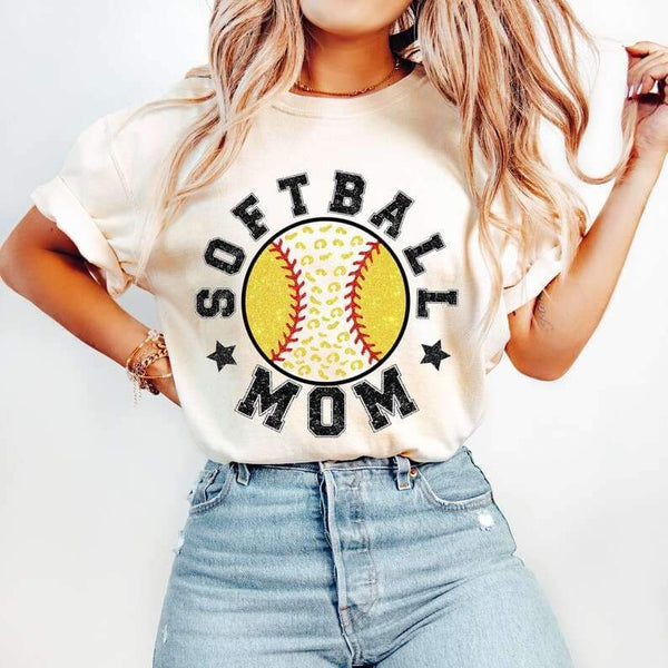 Softball mom yellow leopard ball 25987 DTF transfer