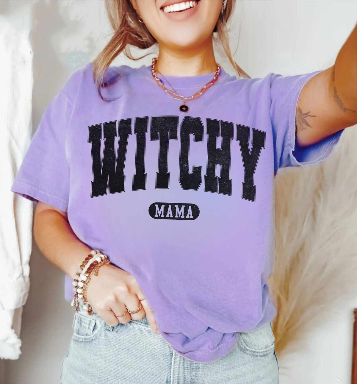 Witchy mama black varsity (WSB) 36017 DTF transfer