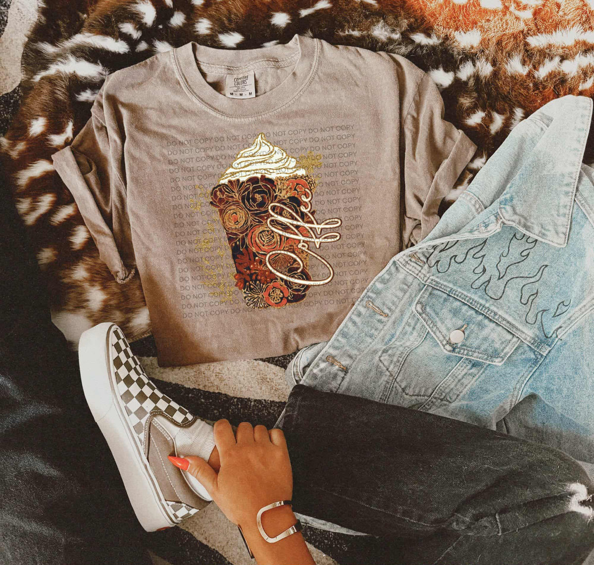 Floral coffee cup SCG DTF transfer