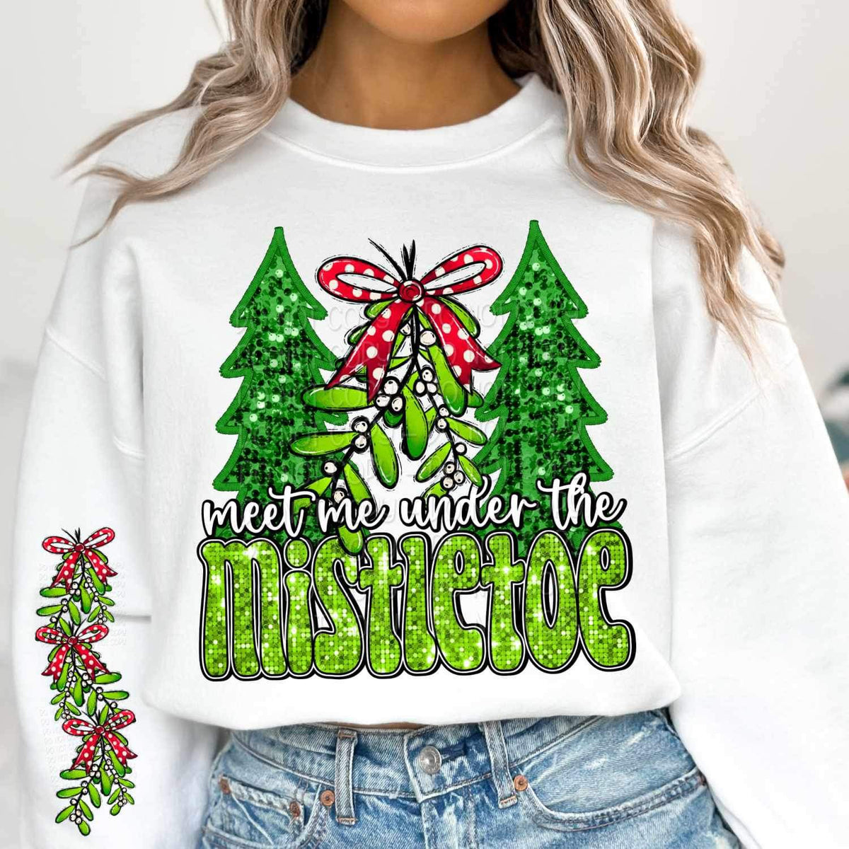 Mistletoe and bows SLEEVE ONLY 16000 DTF Transfer