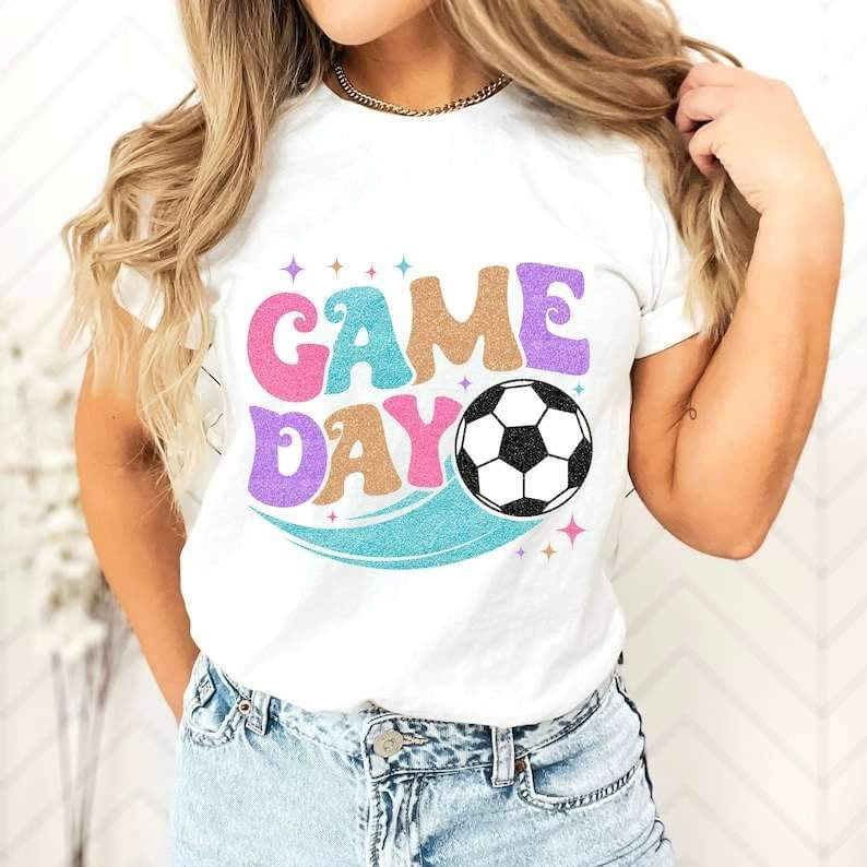 Game day colorful with soccer 25983 DTF transfer