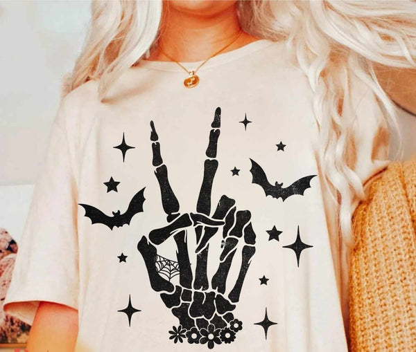 Peace sign with bats BLACK (WSB) 36015 DTF transfer