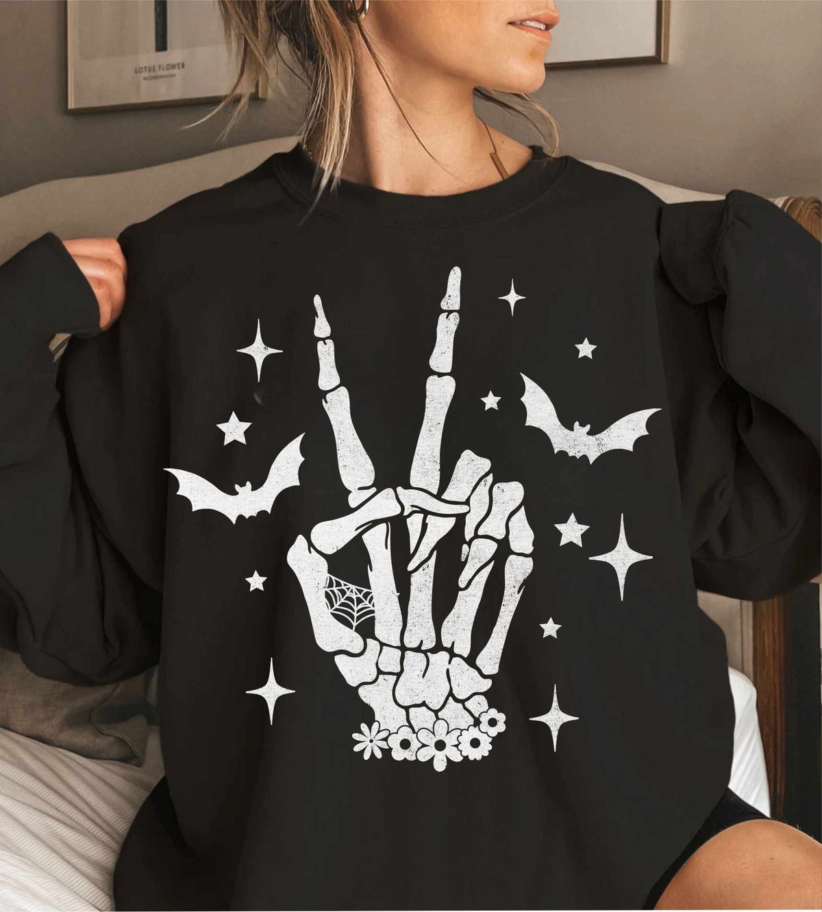 Peace sign with bats WHITE (WSB) 36014 DTF transfer