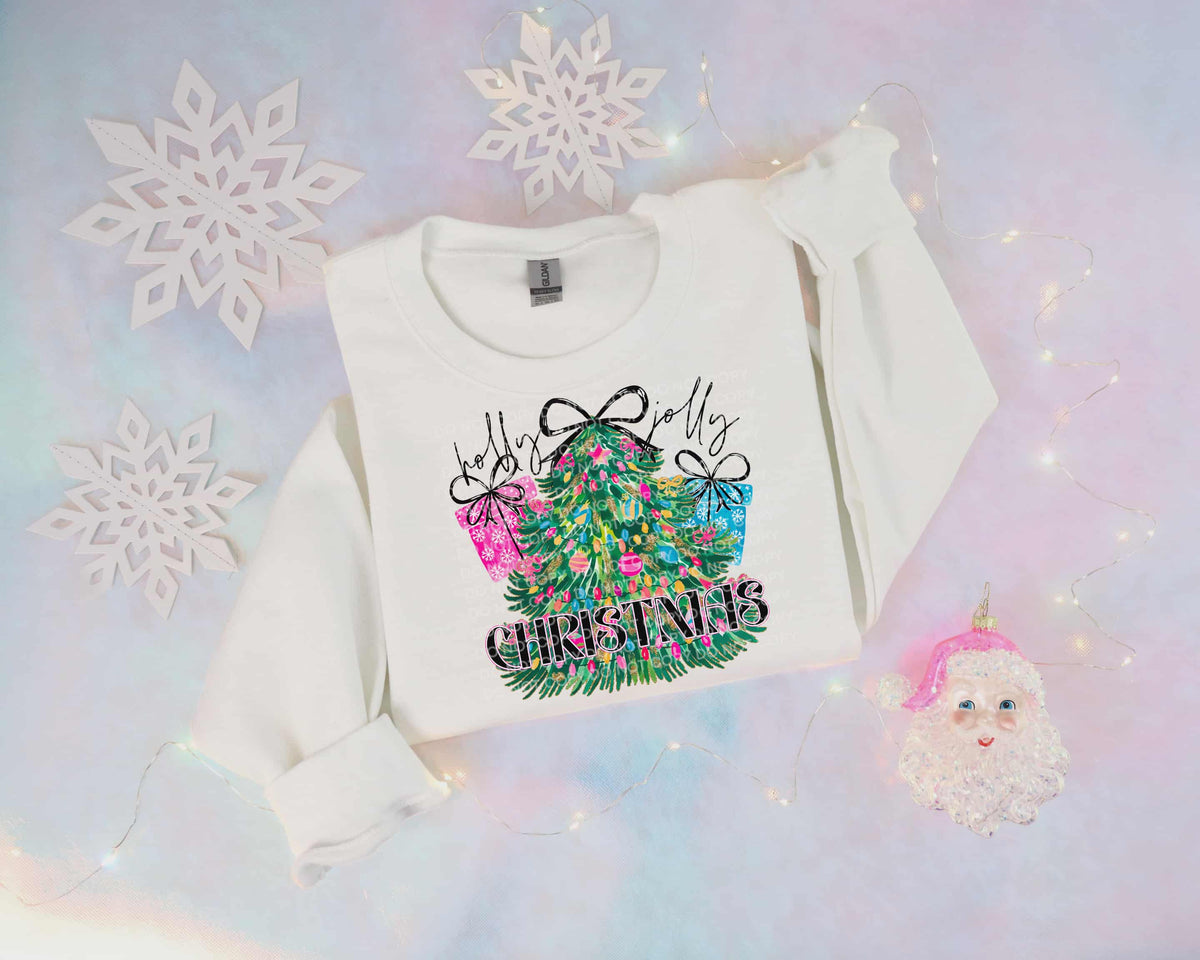 Holly Jolly Christmas tree with rainbow lights (SCG) DTF Transfer