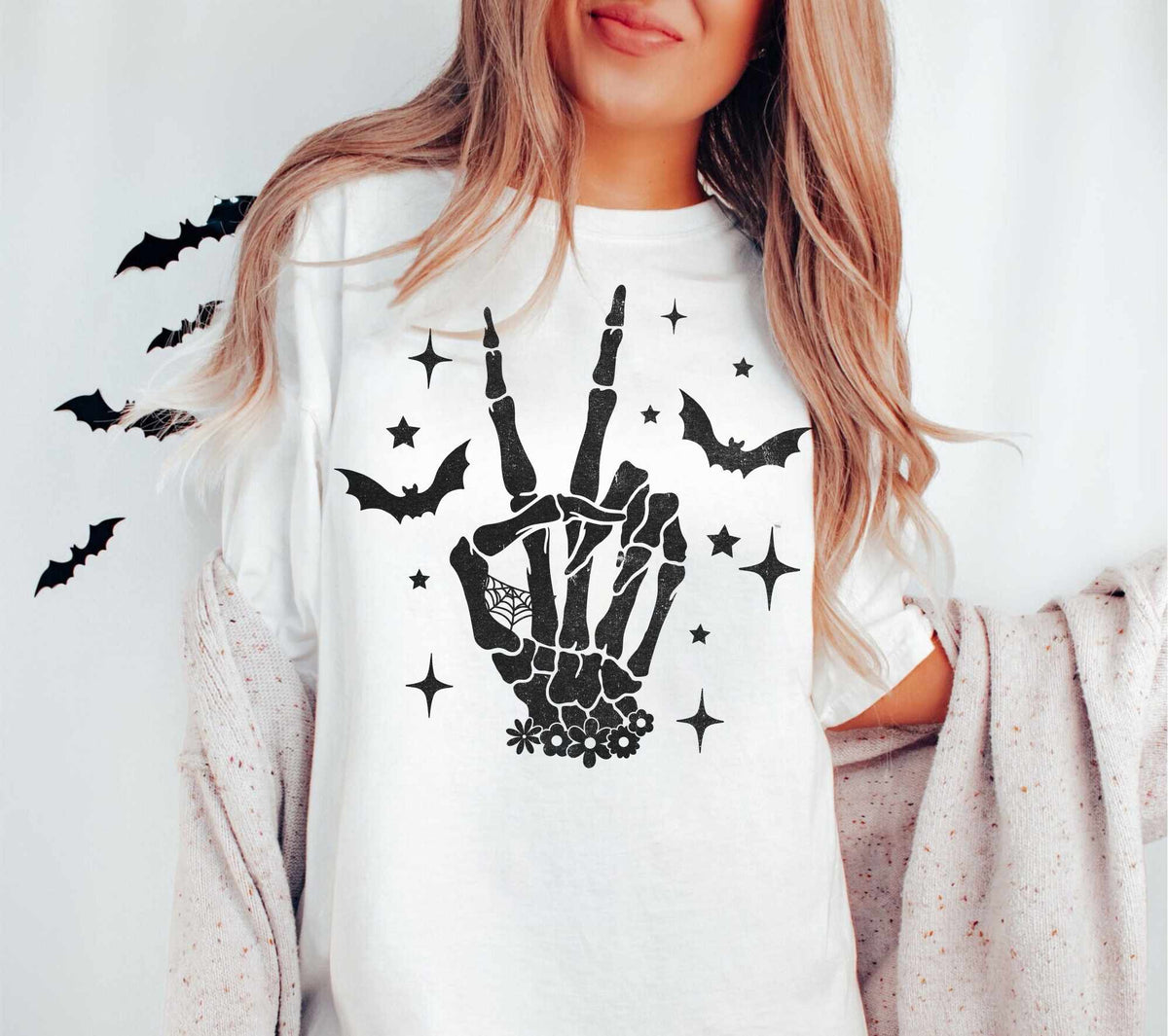Peace sign with bats BLACK (WSB) 36015 DTF transfer